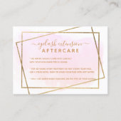 モダン金ゴールドスクリプトpinkまつ毛アフターケア 名刺 (正面)