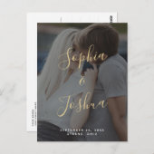 モダン金ゴールドスクリプトVellumルック写真データを保存 ポストカード (正面/裏面)