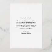 モダン金ゴールドスクリプ結婚ト写真のサンキューカード 箔シーズンカード (裏面)