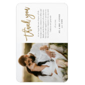 モダン金ゴールドスクリプ結婚ト写真 マグネット (縦)