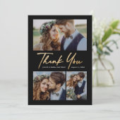 モダン金ゴールドスクリプ結婚ト3 サンキューカード (スタンド正面)