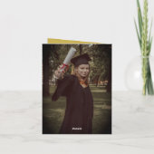 モダン金ゴールドスケッチ卒業キャップ写真卒業 サンキューカード (裏面)