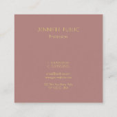 モダン金ゴールドスタイリッシュモノグラムテンプレートトレンディーシック スクエア名刺 (裏面)