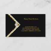 モダン金ゴールドスタイリッシュ白黒シルバーダイヤモンドジェム 名刺 (裏面)