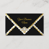 モダン金ゴールドスタイリッシュ白黒シルバーダイヤモンドジェム 名刺 (正面)
