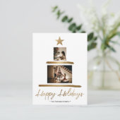 モダン金ゴールドスターのクリスマスファミリーの写真 シーズンポストカード (スタンド正面)