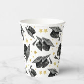 モダン金ゴールドスター卒業 – 白黒パーティー 紙コップ (右)