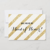 モダン金ゴールドストライプが私のメイド・オブ・オーナー(花嫁付き添い人) 招待状 (正面)