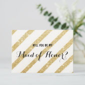 モダン金ゴールドストライプが私のメイド・オブ・オーナー（花嫁付き添い人） 招待状 (スタンド正面)