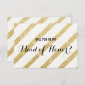 モダン金ゴールドストライプが私のメイド・オブ・オーナー（花嫁付き添い人） 招待状 (正面/裏面)