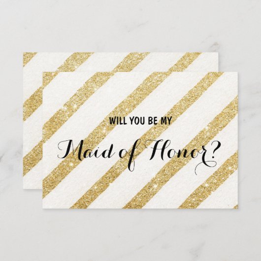 モダン金ゴールドストライプが私のメイド・オブ・オーナー(花嫁付き添い人) 招待状 (正面/裏面)