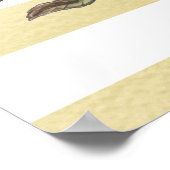 モダン金ゴールドストライプとピンクフローラバラリース ポスター (角)