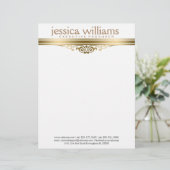 モダン金ゴールドストライプとフローラアクセント レターヘッド (スタンド正面)