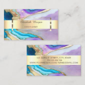 モダン金ゴールドストライプバイオレットブルーマーブルストーン 名刺 (正面/裏面)