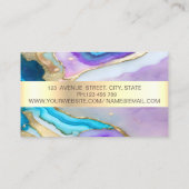 モダン金ゴールドストライプバイオレットブルーマーブルストーン 名刺 (裏面)