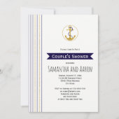モダン金ゴールドストライプ航海のウェディングシャワー 招待状 (正面)