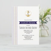 モダン金ゴールドストライプ航海のウェディングシャワー 招待状 (スタンド正面)