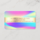 モダン金ゴールドストライプ、ブラシストロークホログラフィックロータス 名刺 (裏面)