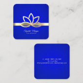 モダン金ゴールドストライプ、金ゴールドロータスブ王室のルー スクエア名刺 (正面/裏面)