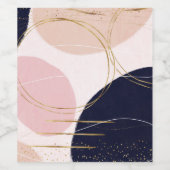 モダン金ゴールドストローク&円ピンクミニマルデザイン ワインラベル (シングルラベル)