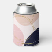 モダン金ゴールドストローク&円ピンクミニマルデザイン 缶クーラー (缶裏面)