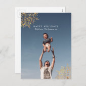 モダン金ゴールドスノーフレーク家族はがき シーズンポストカード (正面/裏面)