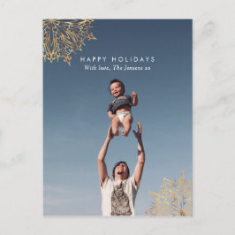 モダン金ゴールドスノーフレーク家族はがき シーズンポストカード