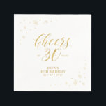 モダン金ゴールドスパークル&応援30th Birthdayパーティー スタンダードカクテルナプキン<br><div class="desc">このカスタム紙ナプキンはスタイリッシュ特別な日に詳細を追加する。このデザインは、金ゴールドフォイルのテクスチャで輝くグラフィックとタイポグラフィ「30年に応援」を特徴としている。金ゴールドモダンテーマ30歳のパーティーに最適。マッチング招待状とステーショナリーは私のショップBaraBomDesignで利用可能。</div>