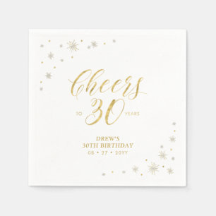 モダン金ゴールドスパークル&応援30th Birthdayパーティー スタンダードカクテルナプキン