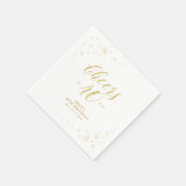 モダン金ゴールドスパークル&応援40th誕生日パーティー スタンダードカクテルナプキン (角)