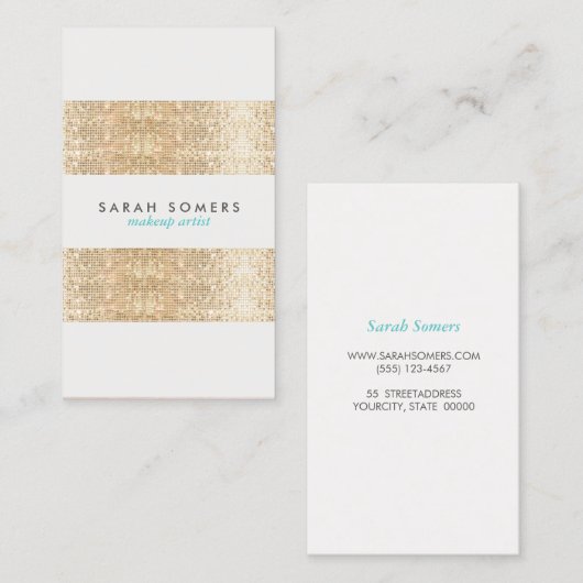 モダン金ゴールドスフェイクパリー続編メイクアップアーティスト 名刺 (正面/裏面)