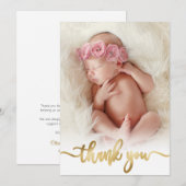 モダン金ゴールドス生まれたばかりのクリプトベビー写真ありがとう サンキューカード (正面/裏面)