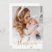 モダン金ゴールドス生まれたばかりのクリプトベビー写真ありがとう サンキューカード (正面/裏面)