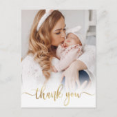 モダン金ゴールドス生まれたばかりのクリプトベビー写真ありがとう ポストカード (正面)