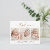 モダン金ゴールドス生まれたばかりのクリプト写真コラージュ ポストカード (スタンド正面)