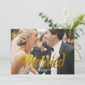 モダン金ゴールドス結婚したクリプト写真 招待状 (スタンド正面)