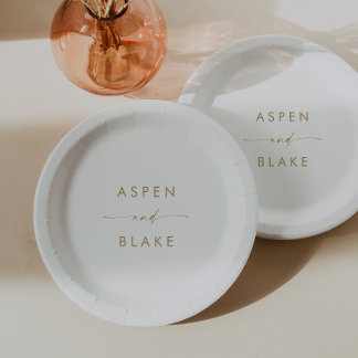 モダン金ゴールドス結婚クリプトのケーキ紙プレート ペーパープレート