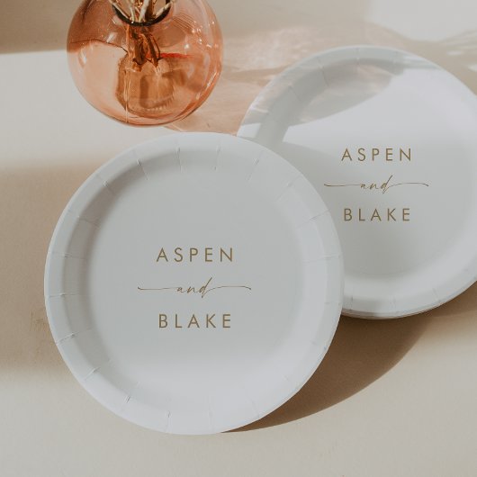 モダン金ゴールドス結婚クリプトのケーキ紙プレート ペーパープレート