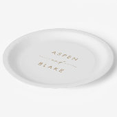 モダン金ゴールドス結婚クリプトのケーキ紙プレート ペーパープレート (アングル)