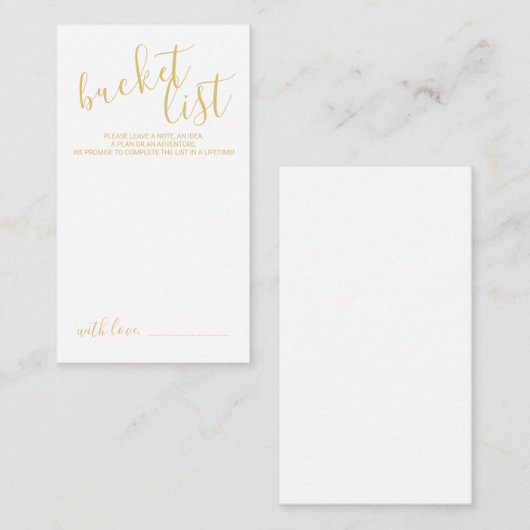 モダン金ゴールドス結婚クリプトのバケット・リスト アドバイスカード (正面/裏面)