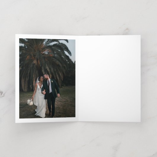 モダン金ゴールドス結婚クリプトの写真 箔グリーティングカード (内側レイダウン)