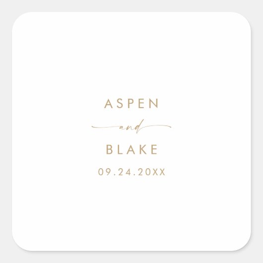 モダン金ゴールドス結婚クリプトの封筒用シール スクエアシール (正面)