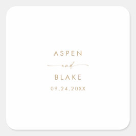 モダン金ゴールドス結婚クリプトの封筒用シール スクエアシール