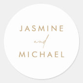 モダン金ゴールドス結婚クリプトの封筒用シール ラウンドシール (正面)