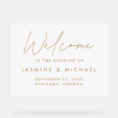 モダン金ゴールドス結婚クリプトへようこそ アクリルサイン (正面)