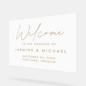 モダン金ゴールドス結婚クリプトへようこそ アクリルサイン (傾斜)