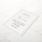 モダン金ゴールドス結婚クリプト写真の幾何学的フレーム 箔招待状 (回転した状態)