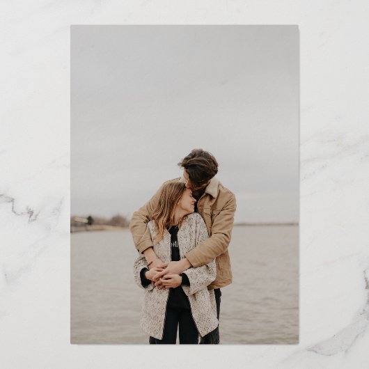 モダン金ゴールドス結婚クリプト写真の幾何学的フレーム 箔招待状 (裏面)