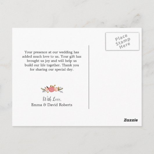 モダン金ゴールドス結婚パーカーの写真 ポストカード (裏面)