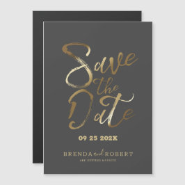 モダン金ゴールドタイポグラフィのダークグレー日付を保存 マグネット招待状